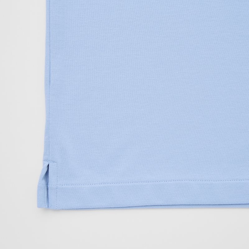 Light Blue Men Uniqlo Airism Pique Short-sleeve Polo Shirts | USA EXPIF-0478