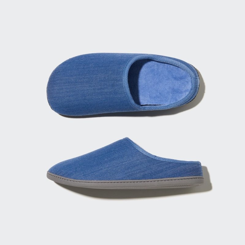 Light Blue Men Uniqlo Denim Like Room (Rubber Sole) Slippers | USA KIBRP-2163