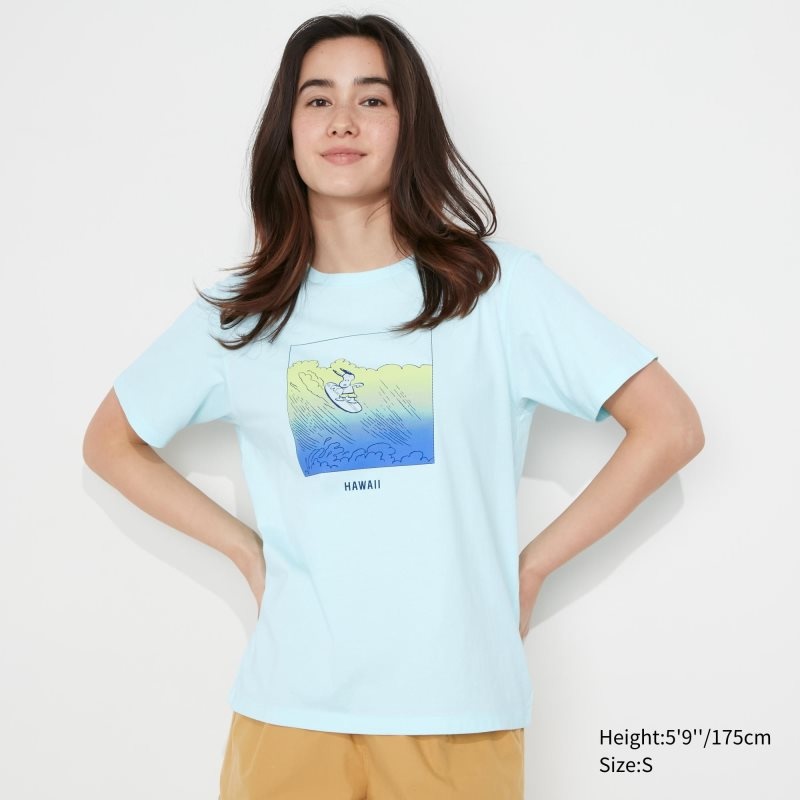 Light Green Women Uniqlo Peanuts Hawaii Ut (Short-sleeve Graphic) T Shirts | USA NILPC-2634