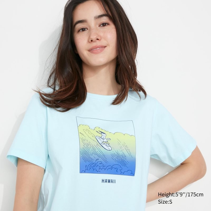 Light Green Women Uniqlo Peanuts Hawaii Ut (Short-sleeve Graphic) T Shirts | USA NILPC-2634