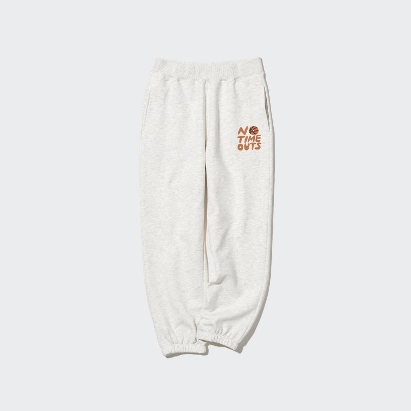 Light Grey Kids Uniqlo Ultra Stretch Graphic Sweatpants | USA ZJSCY-7089