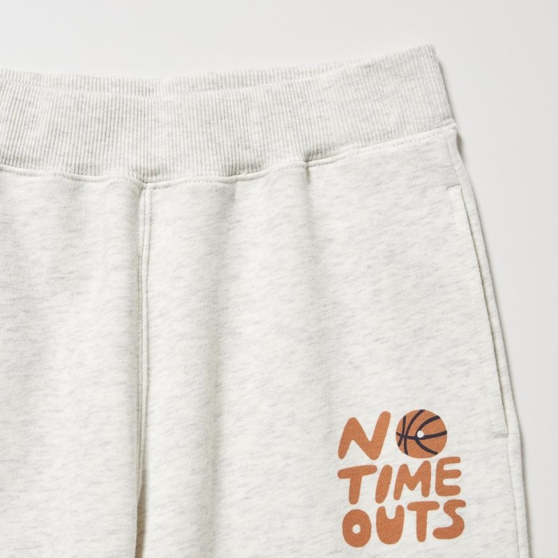 Light Grey Kids Uniqlo Ultra Stretch Graphic Sweatpants | USA ZJSCY-7089