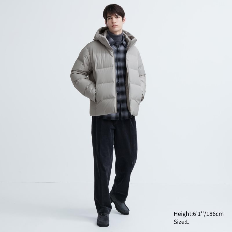 Light Grey Men Uniqlo 3d Cut Seamless Down Parka | USA HMTFP-8732