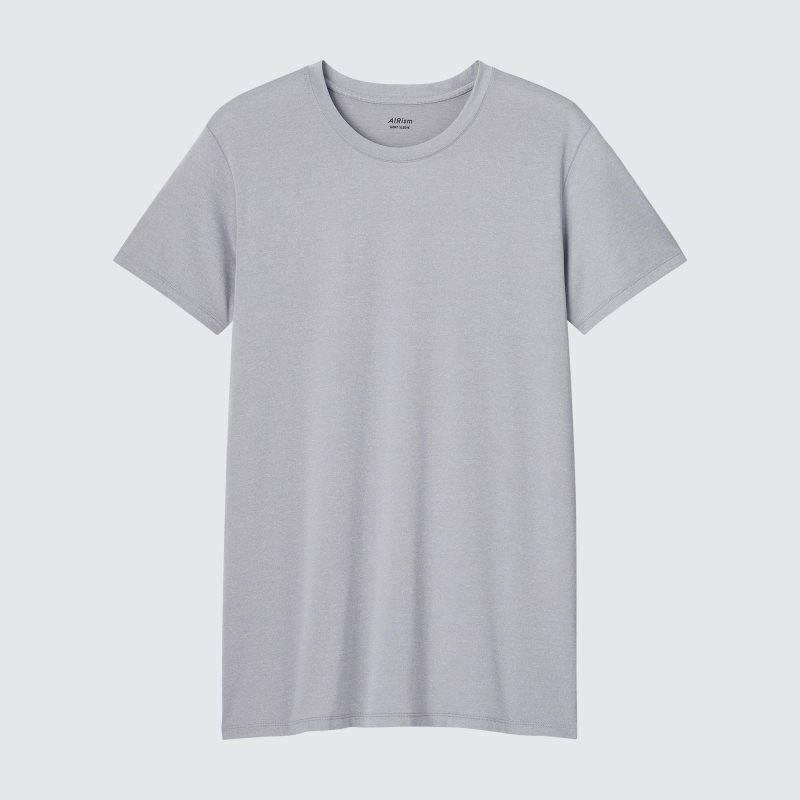 Light Grey Men Uniqlo Airism Crew Neck Short-sleeve T Shirts | USA OMWUP-6134