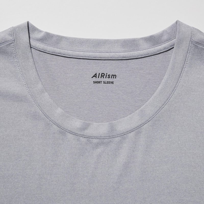 Light Grey Men Uniqlo Airism Crew Neck Short-sleeve T Shirts | USA OMWUP-6134