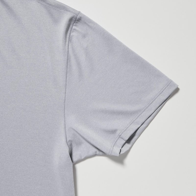 Light Grey Men Uniqlo Airism V-neck Short-sleeve T Shirts | USA BHLSZ-8953