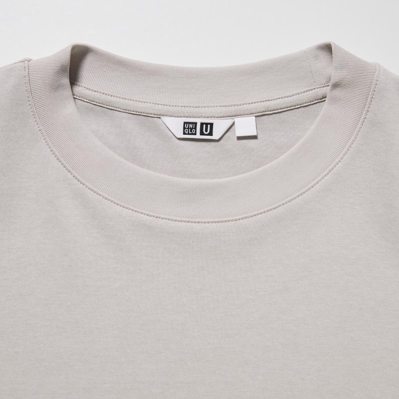 Light Grey Men Uniqlo U Airism Cotton Oversized Crew Neck Half-sleeve T Shirts | USA PYEOA-7540