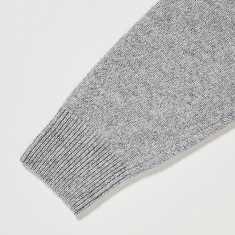 Light Grey Women Uniqlo Premium Lambswool Long-sleeve Crew Neck Sweaters | USA PNEJL-4037