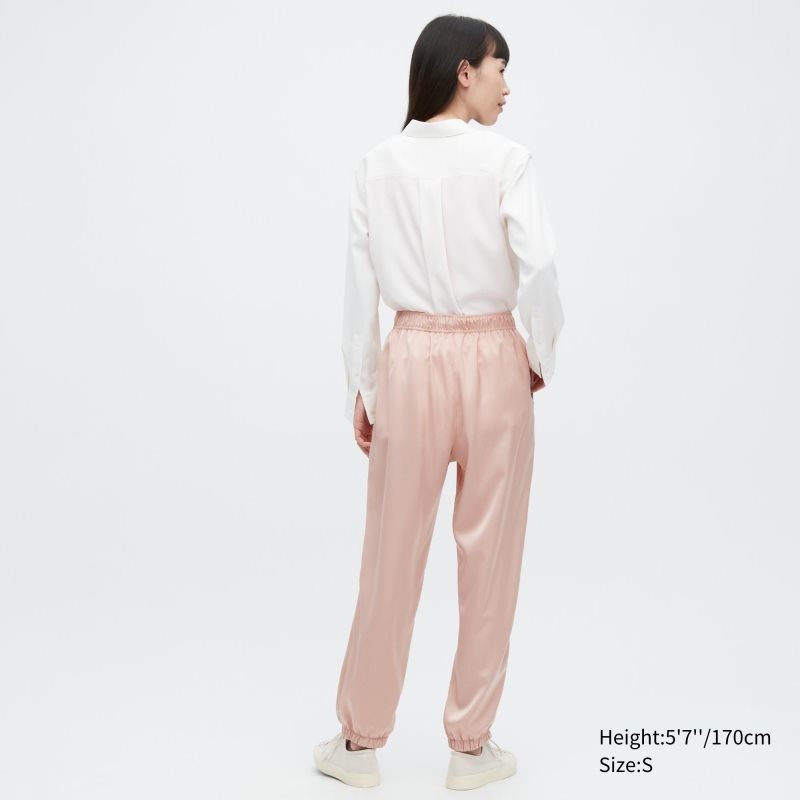 Light Grey Women Uniqlo Satin Drape Jogger | USA FLCND-6230