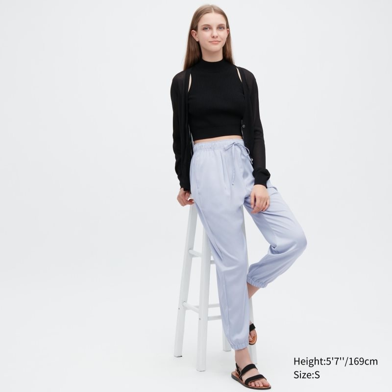 Light Grey Women Uniqlo Satin Drape Jogger | USA FLCND-6230