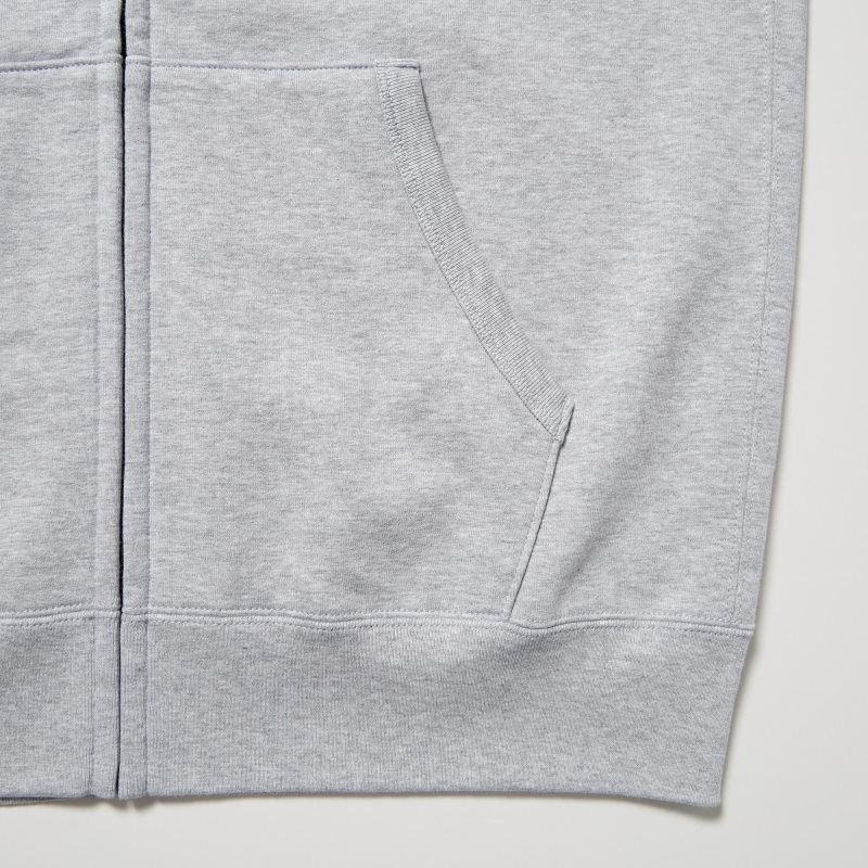 Light Grey Women Uniqlo Sweat Full-zip Hoodie | USA VCPIT-2694