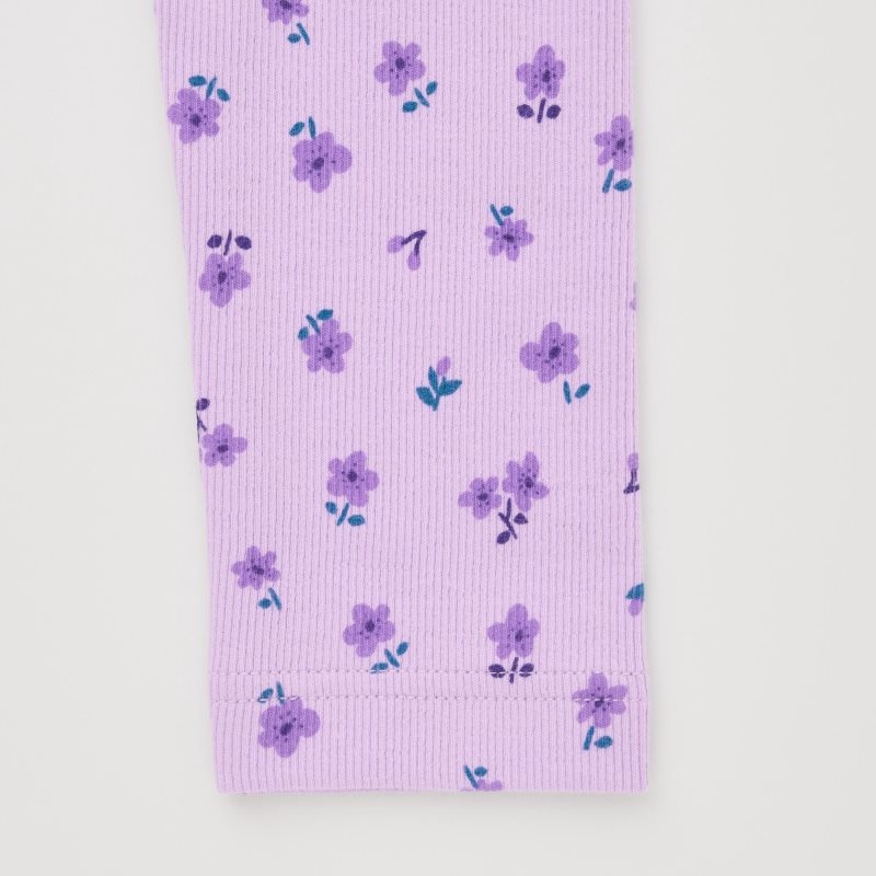 Light Purple Baby Uniqlo Floral Leggings | USA XYFUD-2461