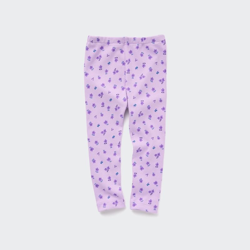 Light Purple Baby Uniqlo Floral Leggings | USA XYFUD-2461