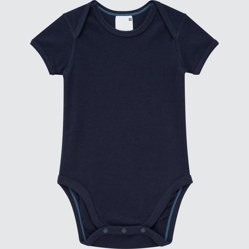 Navy Baby Uniqlo Short-sleeve Bodysuit | USA QWHCM-5308