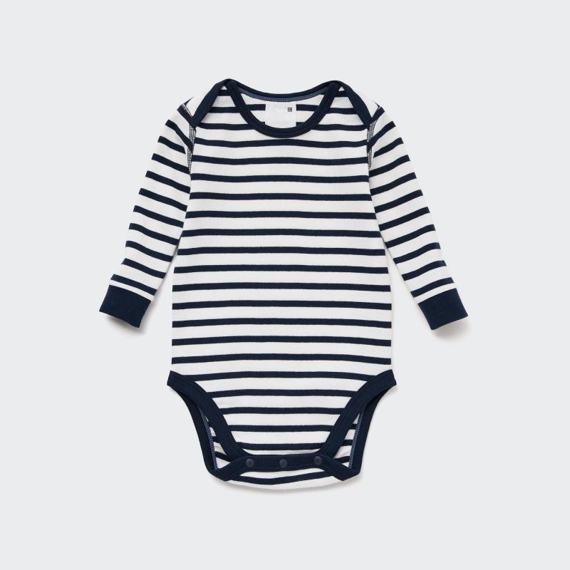 Navy Baby Uniqlo Striped Long-sleeve Bodysuit | USA ERZPF-8690