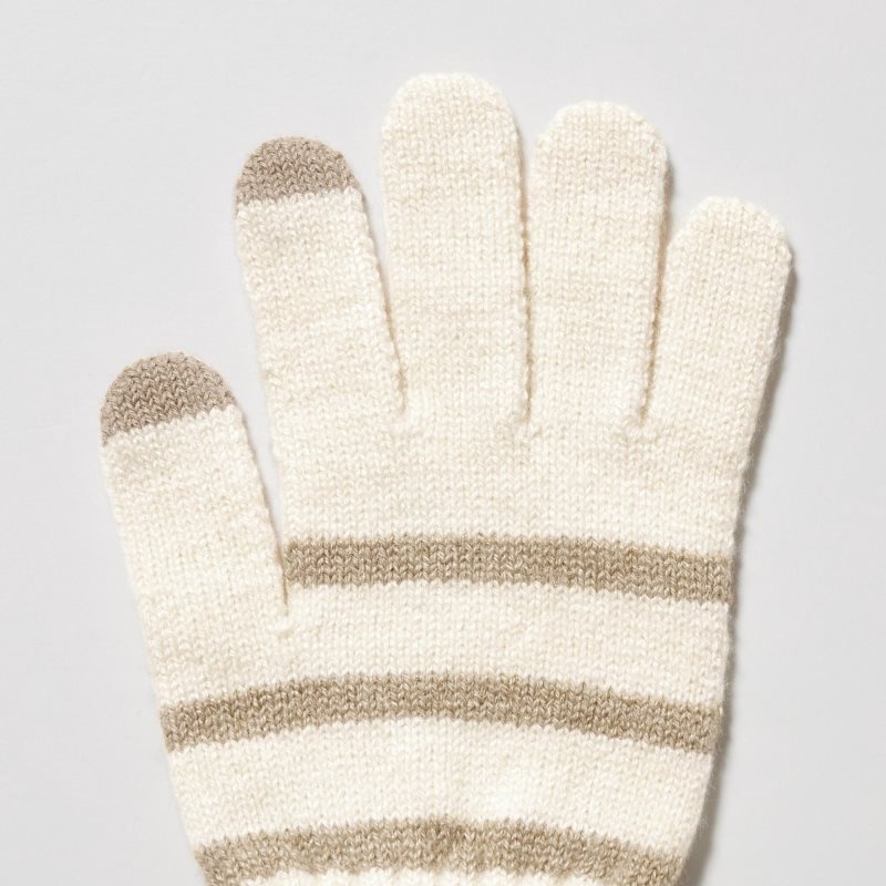 Navy Kids Uniqlo Heattech Striped Knitted Gloves | USA IKXST-6392