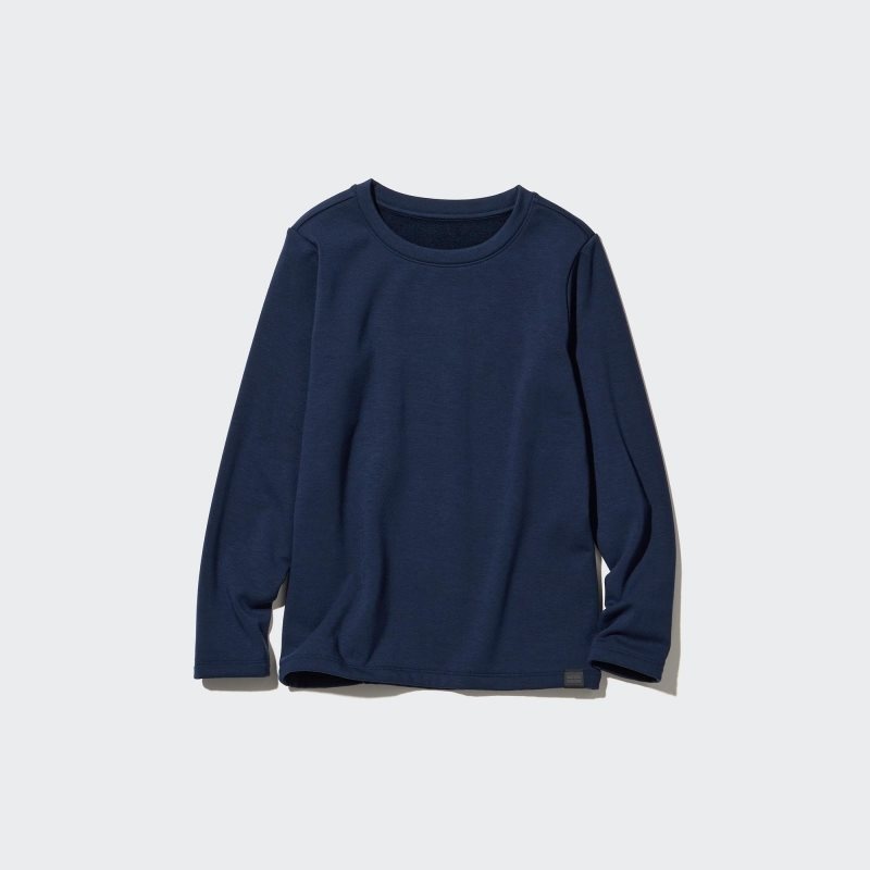 Navy Kids Uniqlo Heattech Ultra Warm Crew Neck T Shirts | USA JXROF-6592