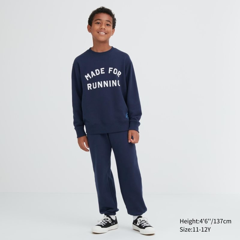 Navy Kids Uniqlo Ultra Stretch Graphic Long-sleeve Sweatshirt | USA EBGHI-0165