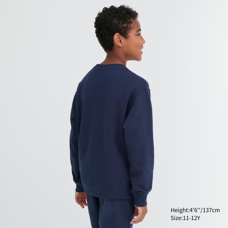 Navy Kids Uniqlo Ultra Stretch Graphic Long-sleeve Sweatshirt | USA EBGHI-0165