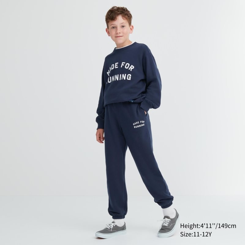 Navy Kids Uniqlo Ultra Stretch Graphic Sweatpants | USA THOXL-1604