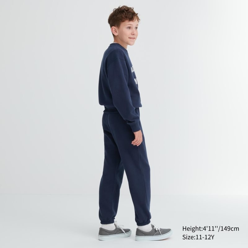 Navy Kids Uniqlo Ultra Stretch Graphic Sweatpants | USA THOXL-1604