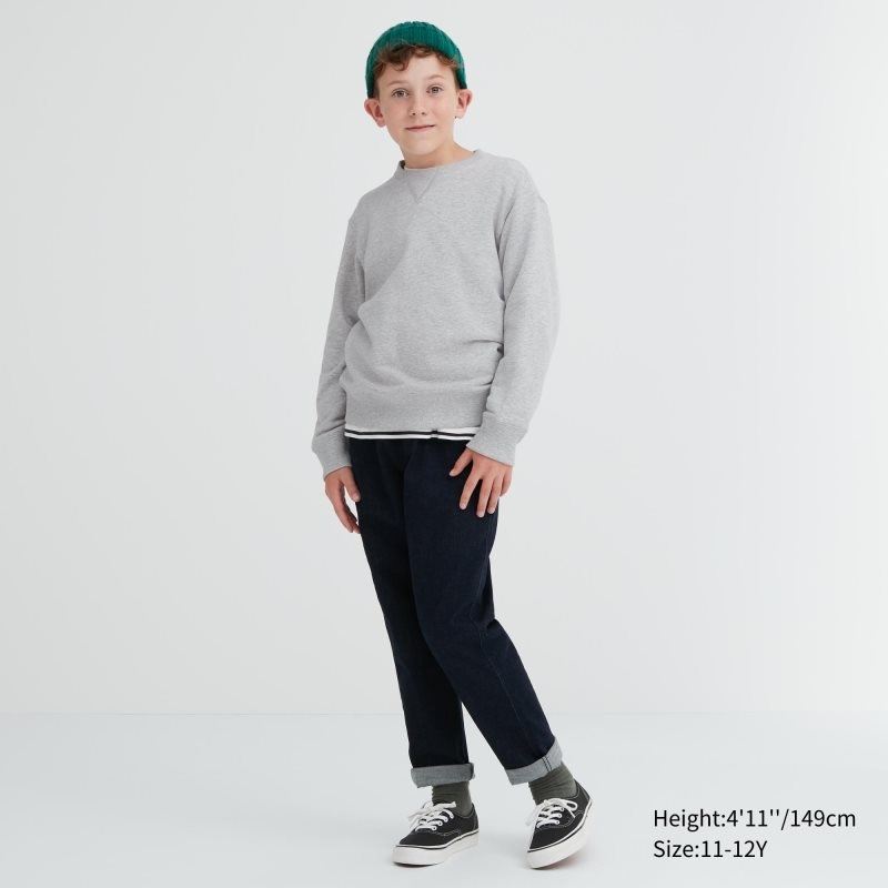 Navy Kids Uniqlo Ultra Stretch Long-sleeve Sweatshirt | USA EDIOX-6134