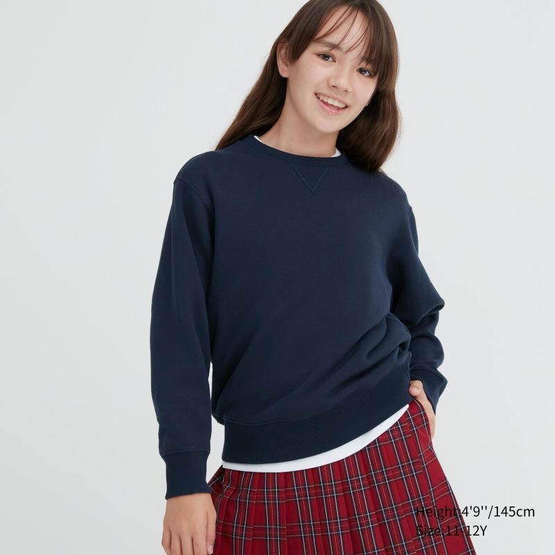 Navy Kids Uniqlo Ultra Stretch Long-sleeve Sweatshirt | USA EDIOX-6134