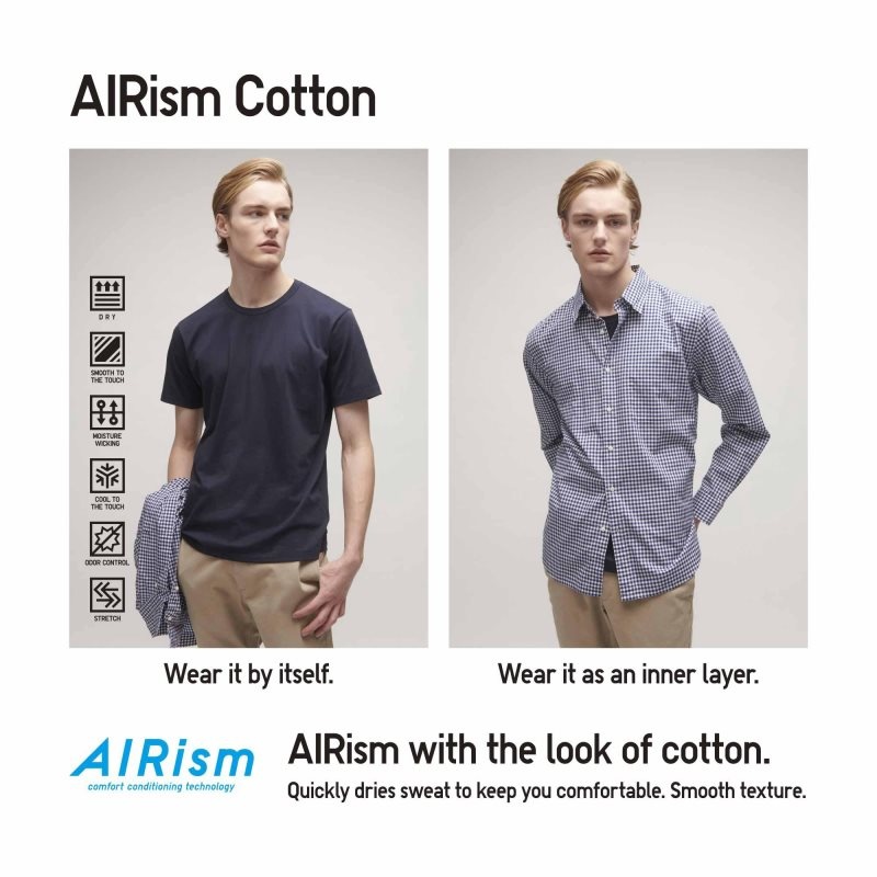 Navy Men Uniqlo Airism Cotton Crew Neck T Shirts | USA MFDPY-3275