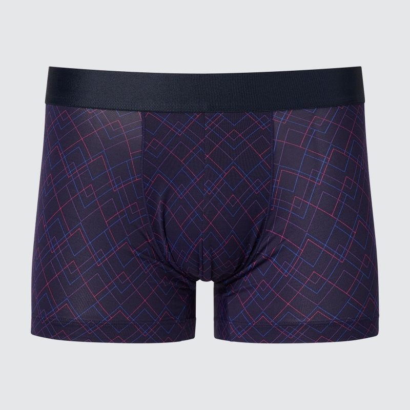 Navy Men Uniqlo Airism Low-rise Printed Boxer Briefs | USA KBOAC-7486