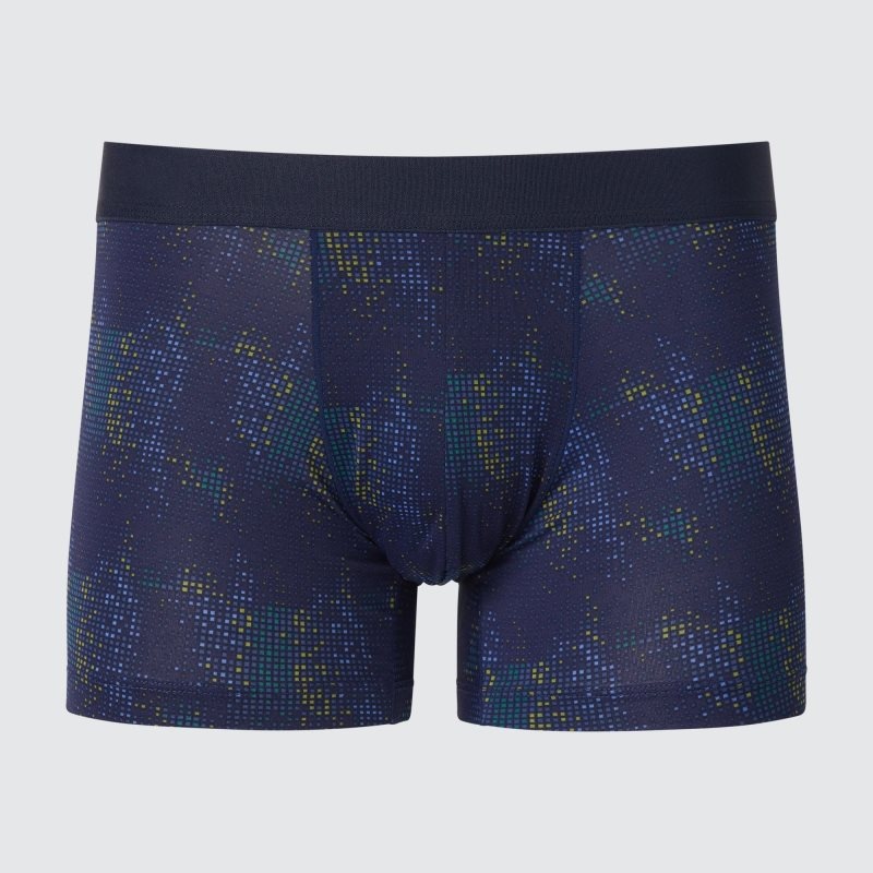 Navy Men Uniqlo Airism Printed Low-rise Boxer Briefs | USA NTMOG-0786