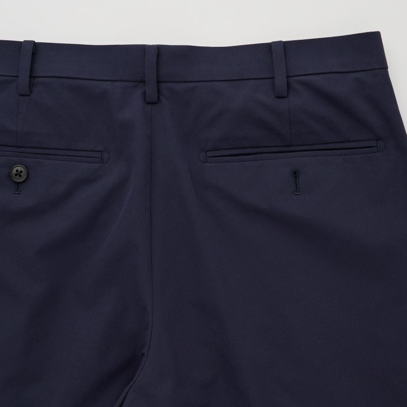 Navy Men Uniqlo Airsense Pleated (Adam Scott) Pants | USA KQJAH-5603