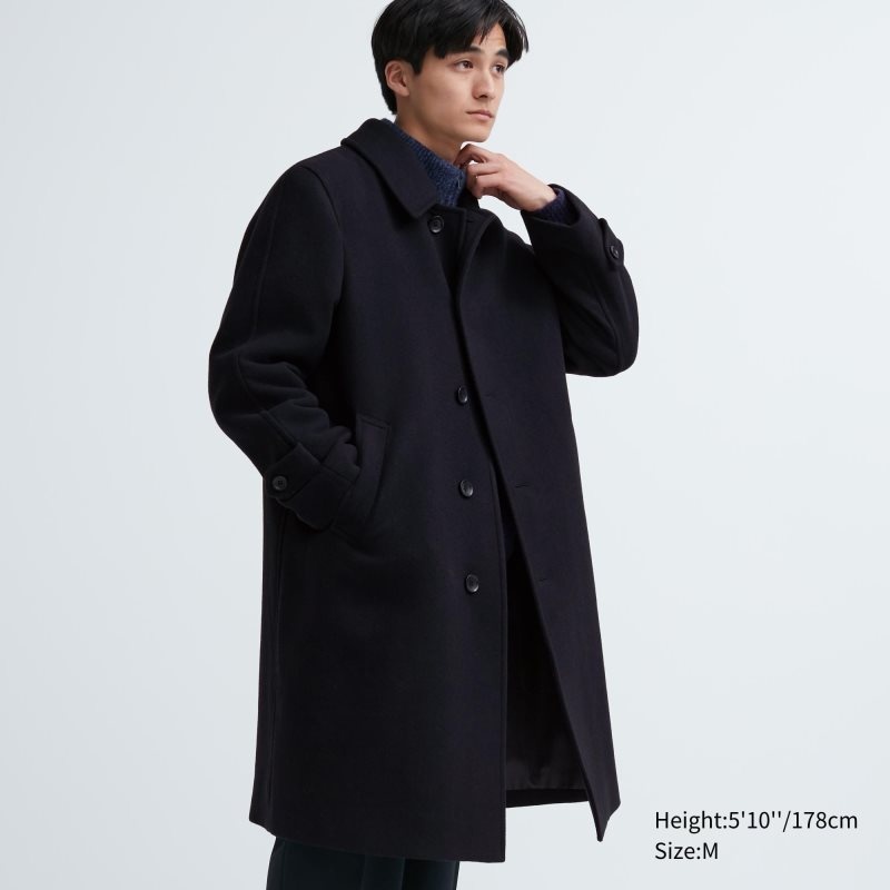 Navy Men Uniqlo Balmacaan Coats | USA GZARY-0852