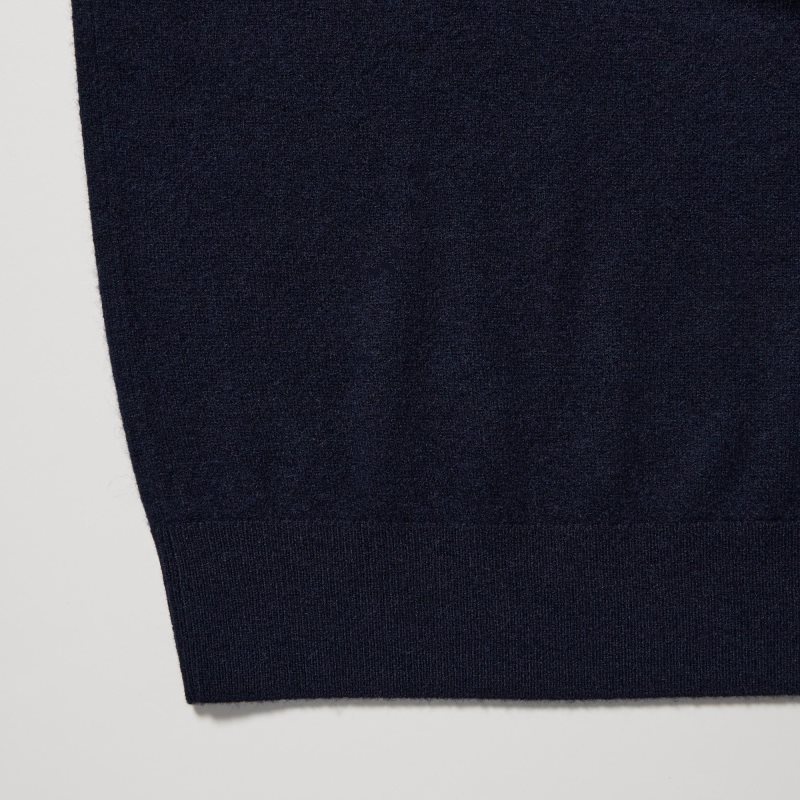 Navy Men Uniqlo Cashmere Turtleneck Long-sleeve Sweaters | USA FJXVP-5847