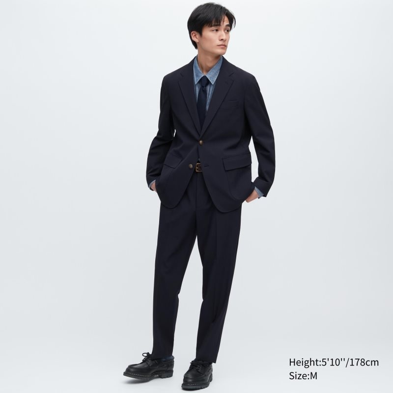 Navy Men Uniqlo Comfort Blazers | USA RTDUN-0672