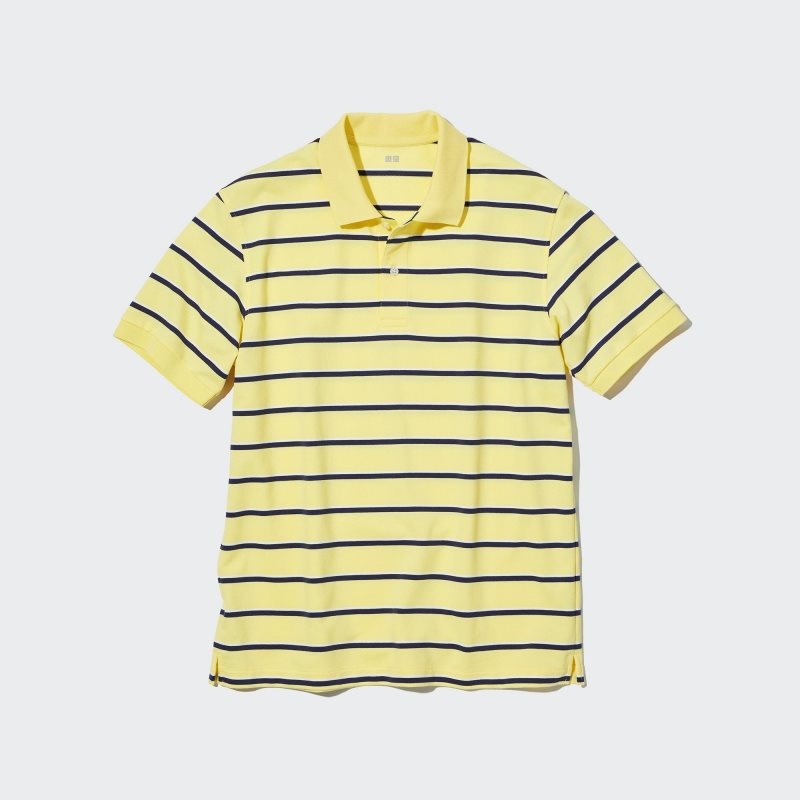 Navy Men Uniqlo Dry Pique Striped Short-sleeve Polo Shirts | USA LGICY-5076