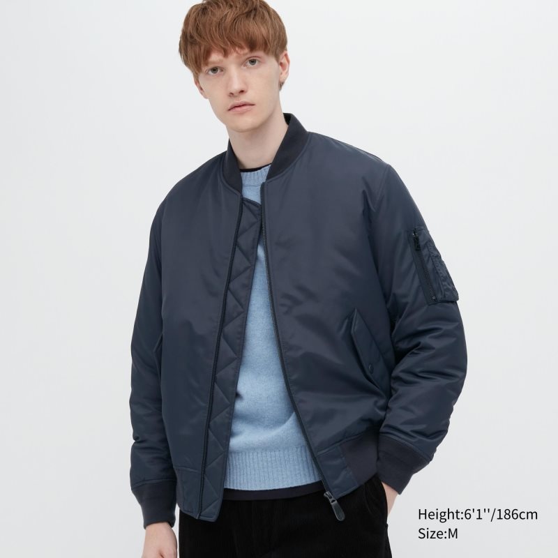 Navy Men Uniqlo Ma-1 Jackets | USA MILHC-3691