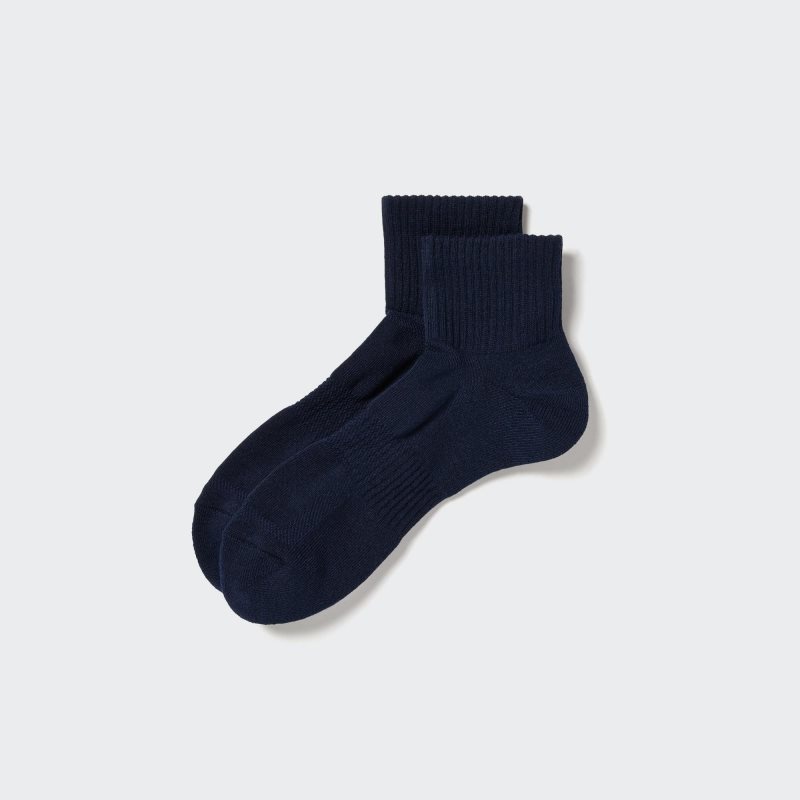 Navy Men Uniqlo Pile Half Socks | USA NUDCL-7431