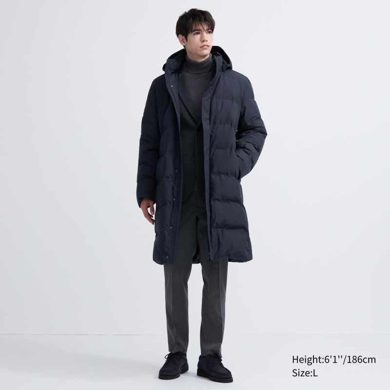 Navy Men Uniqlo Seamless Down Coats | USA UQNVM-8059