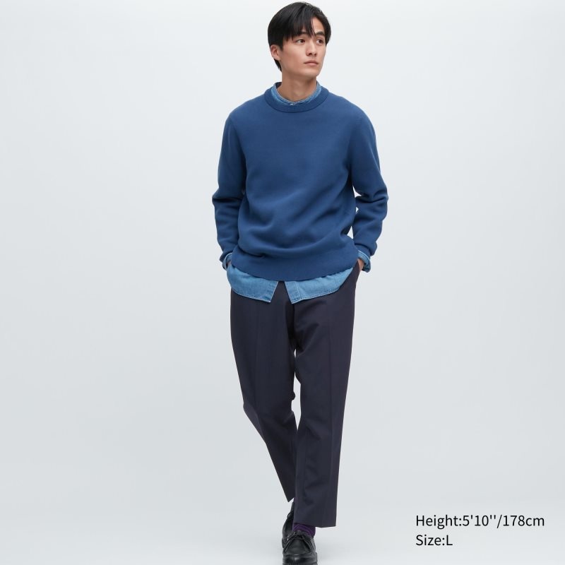 Navy Men Uniqlo Smart Ankle Pants | USA SFOEM-2516