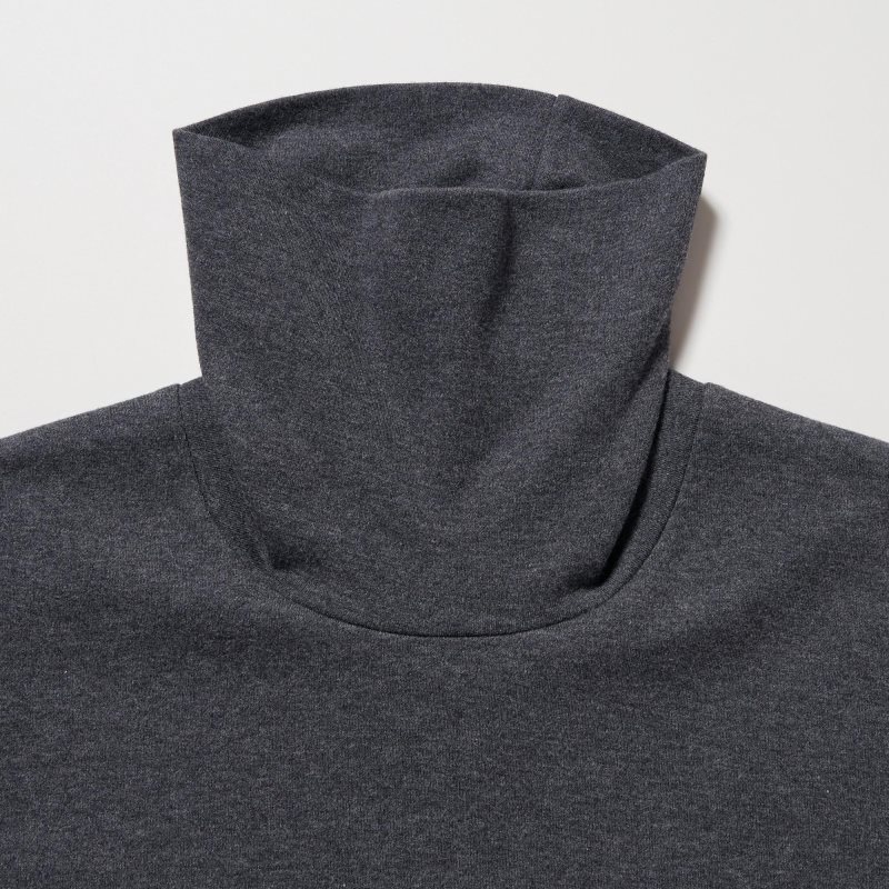 Navy Men Uniqlo Soft Brushed Turtleneck Long-sleeve T Shirts | USA GCXTR-0314