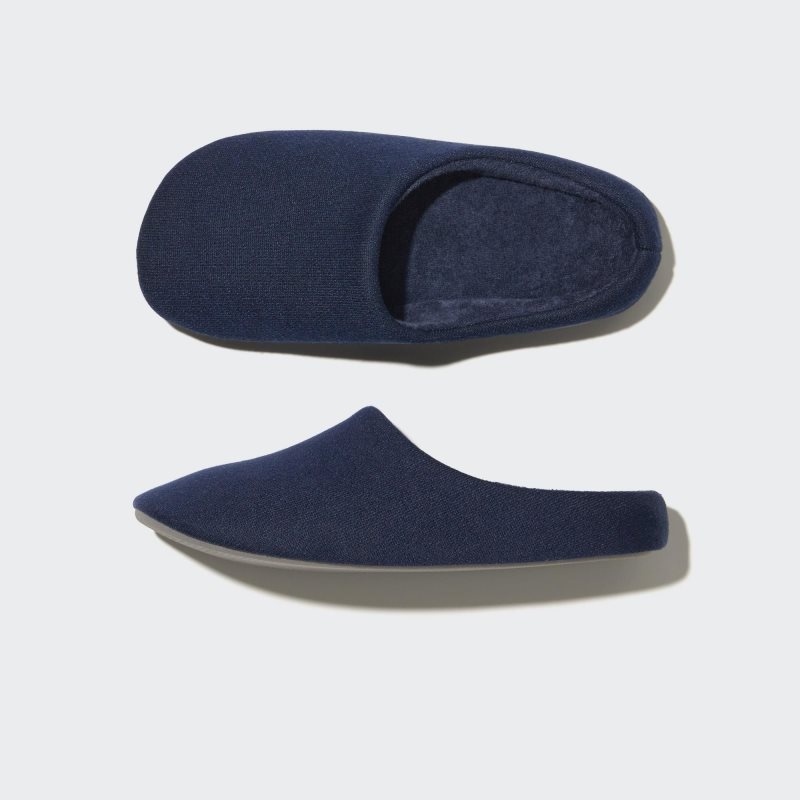 Navy Men Uniqlo Sweat Jersey (Rubber Sole) Slippers | USA ZAPKS-5362