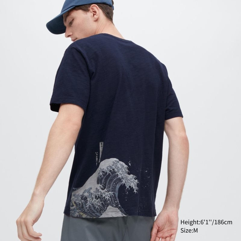 Navy Men Uniqlo Ukiyo-e Ut (Short-sleeve Graphic) T Shirts | USA EBJUW-4851