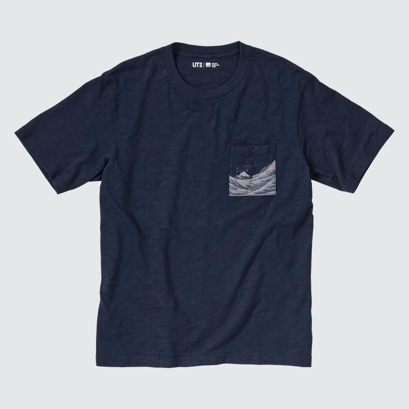 Navy Men Uniqlo Ukiyo-e Ut (Short-sleeve Graphic) T Shirts | USA EBJUW-4851