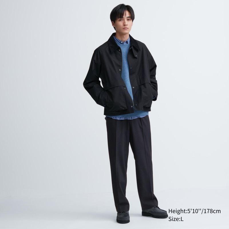 Navy Men Uniqlo Wide-fit Pleated Pants | USA RAZKP-9501