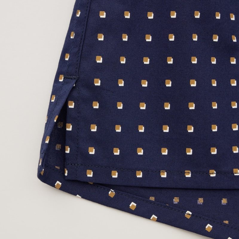 Navy Men Uniqlo Woven Small Pattern Trunks | USA UNAPJ-0567