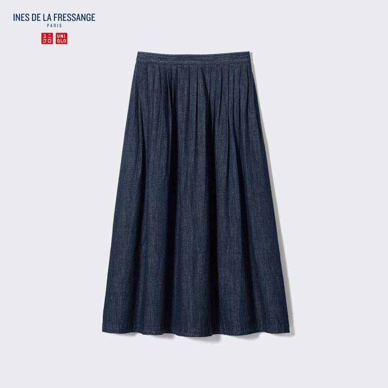 Navy Women Uniqlo Denim Gather Skirts | USA PFEWR-8957