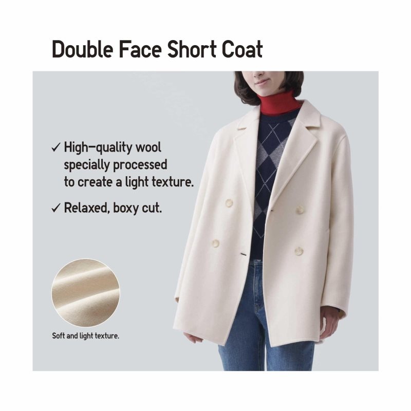 Navy Women Uniqlo Double Face Short Coats | USA OFPSM-3095