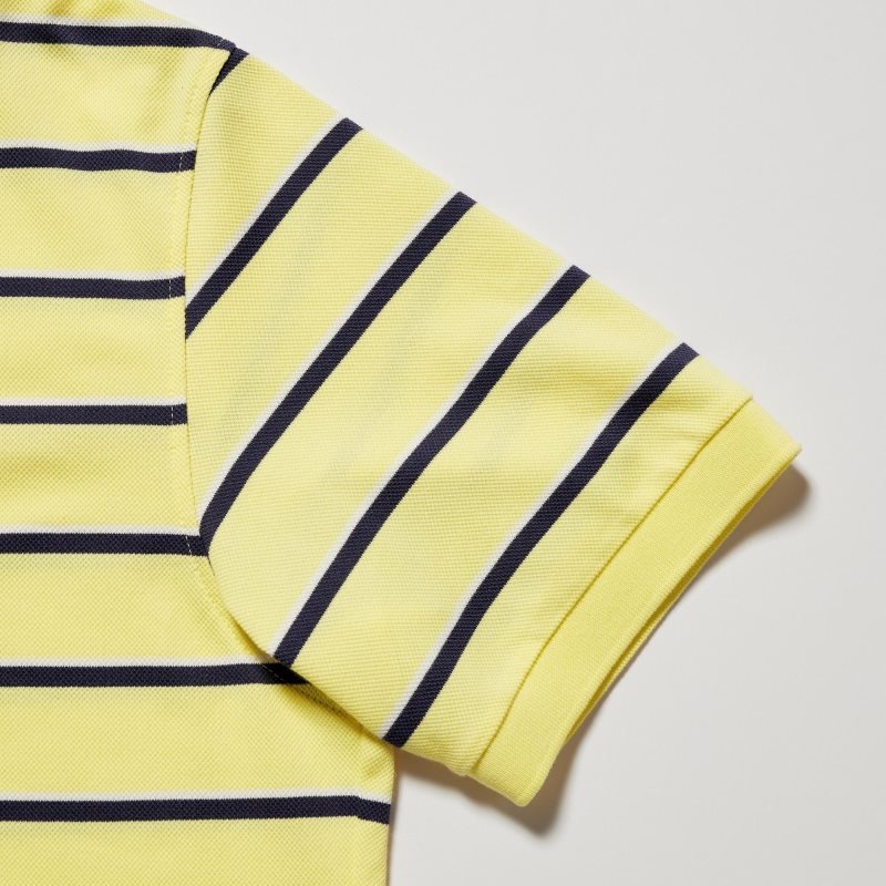 Navy Women Uniqlo Dry Pique Striped Short-sleeve Polo Shirts | USA EXPTV-9146