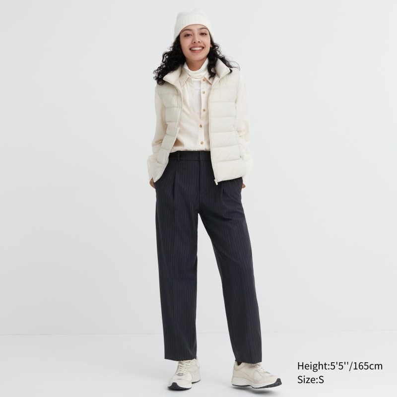 Navy Women Uniqlo Heattech Pleated Tapered Pants | USA DHPWS-3612