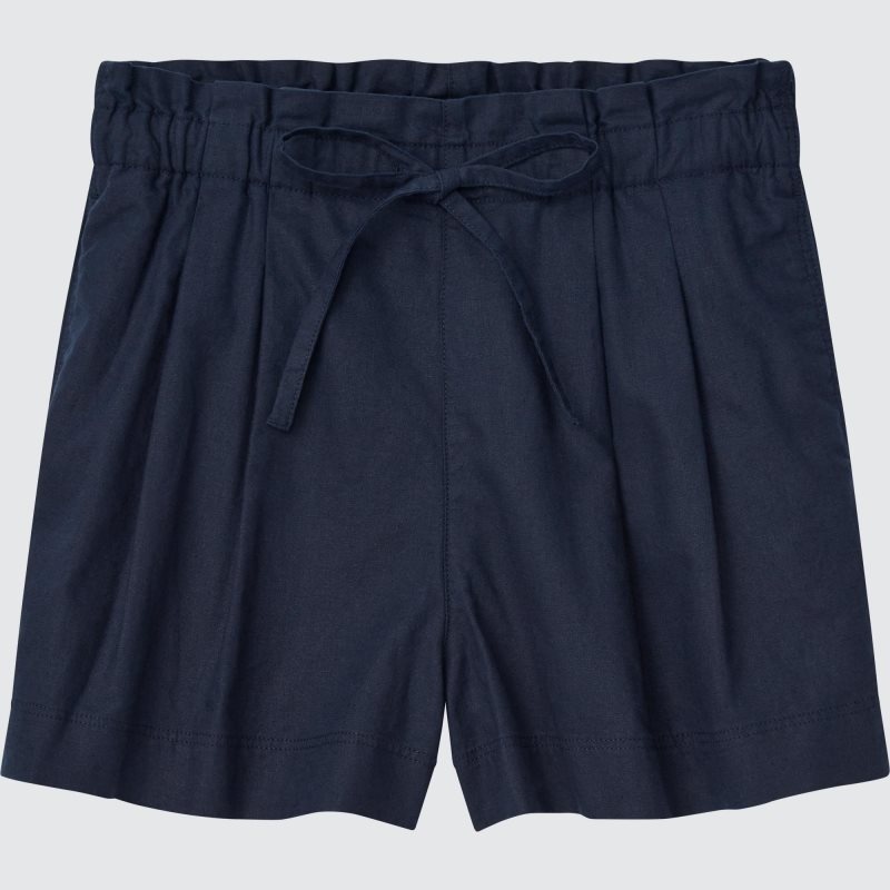 Navy Women Uniqlo Linen-cotton Shorts | USA TNSCF-7829